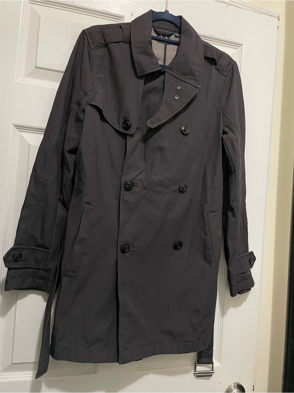 Men's Double-Breasted Trench Coat in Dark Brown Color